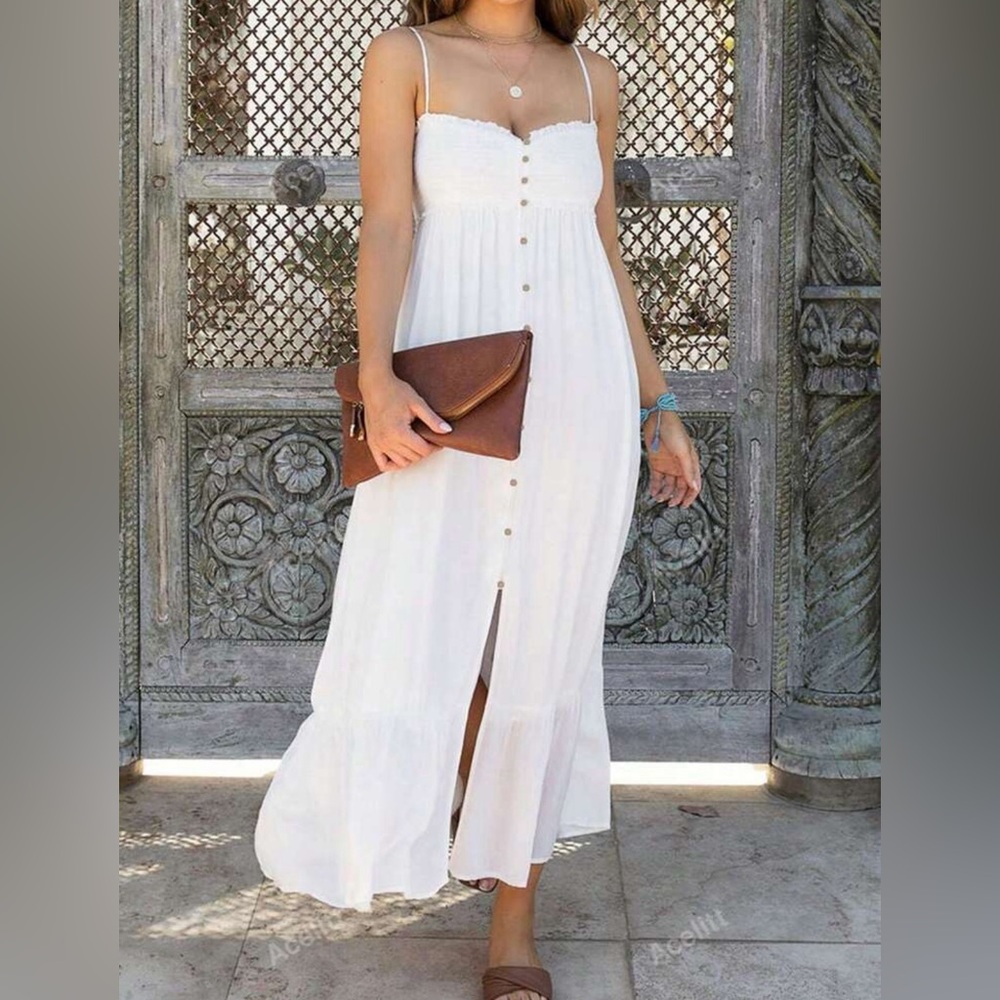 Acelitt White Hollowback Cami Dress Size Small NWOT